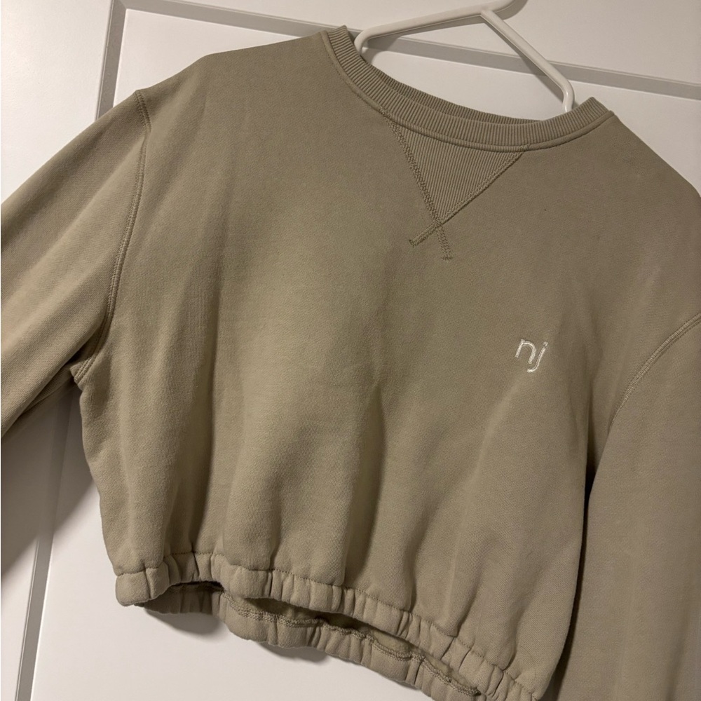 nANA judy Beige Cropped Crew Neck Sweater